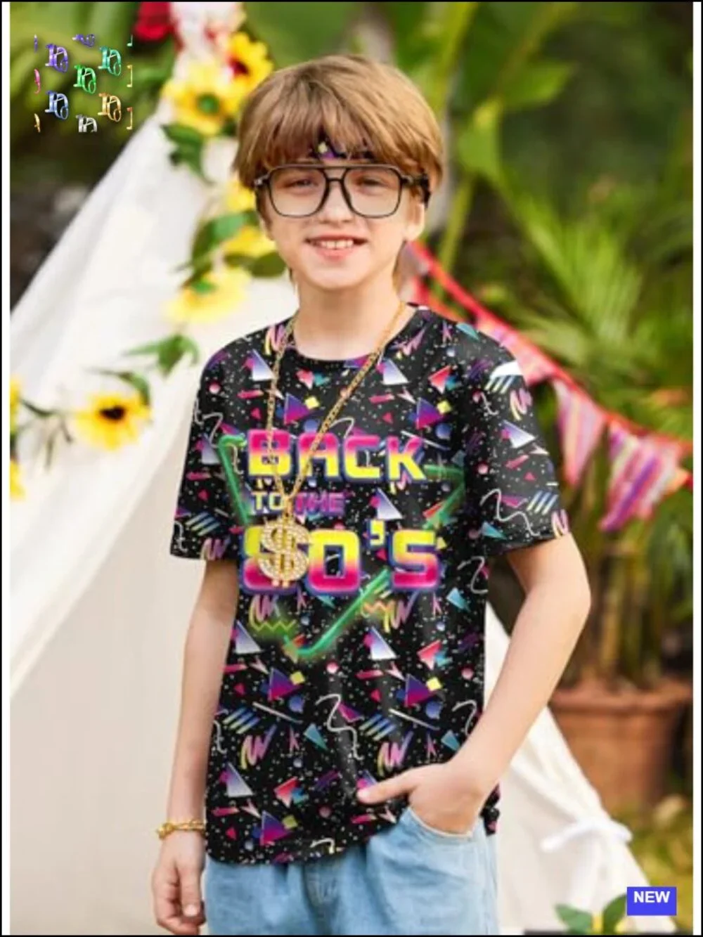 Boys 90s HipHop Disco Costume 6pc Retro Party Outfit
